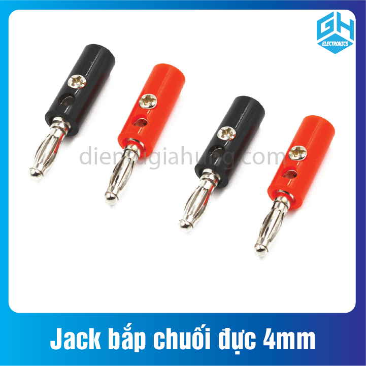 Combo 2 cặp jack bắp chuối đực 4mm đen đỏ