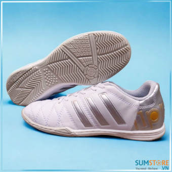 Giày Đá Banh IC Toni PRO Trắng Bạc - Sân Gỗ Futsal (may hết đế)