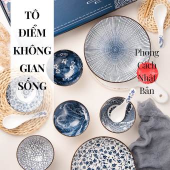 Bộ chén đĩa sứ cao cấp phong cách Nhật Bản (2 chén 2 đĩa 2 đũa)