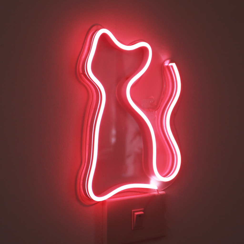 Đèn led neon hình mèo con, Decor phòng ngủ, Đèn tiktok