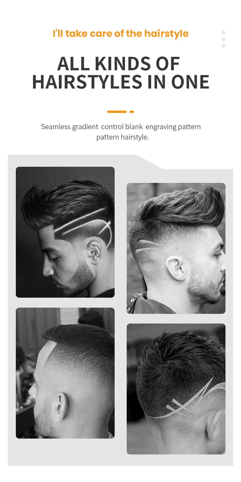 Description Picture 6 of itemKemei 10W Powerful Professional Hair Clippers For Men Barber All Metal Cordless Electric Hair Trimmer Cutting Set Hair Clipper