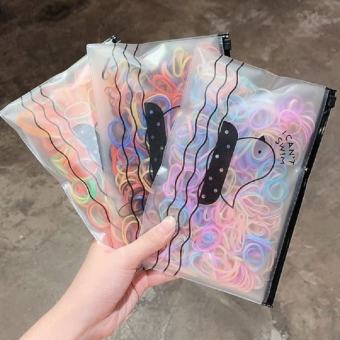 Túi 500 dây thun cột tóc cao su co giãn có túi zip cho bé, Chun cột tóc tiện dụng dây thun cột tóc, dây cột tóc