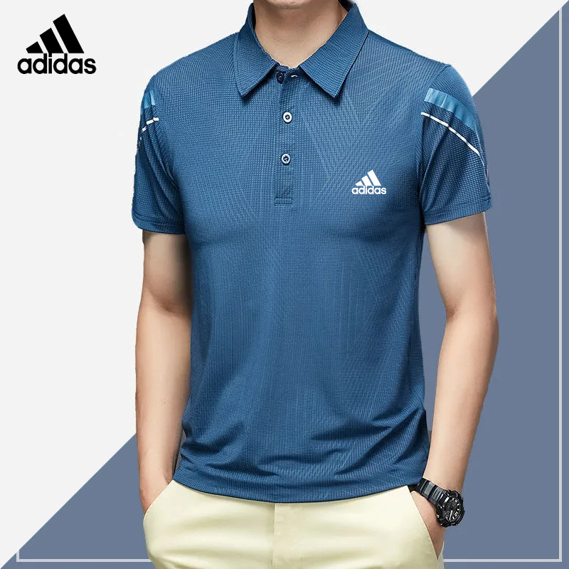 Adidaseˉ áo thun polo có ve áo công sở cho nam áo thun cao cấp thường nhật bằng vải lụa băng mùa hè m-3xl