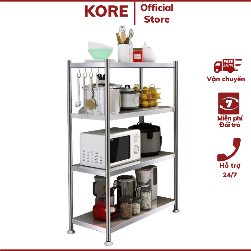 Kệ nhà bếp inox đa năng 3 tầng 4 tầng - Kệ bếp đa năng để đồ nhà bếp - Kệ để lò vi sóng thông minh chất liệu inox 304 cao cấp