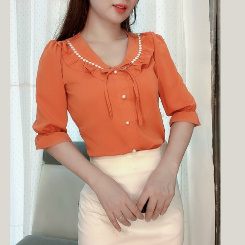 Áo kiểu công sở nữ cao cấp - sơ mi dễ thương - ảnh thật- sơ mi tay lỡ - trẻ trung