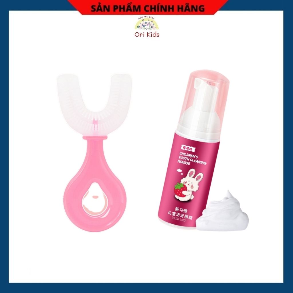 Combo Bàn Chải Đánh Răng Chữ U Và Kem Đánh Răng Cho Bé Ori Kids