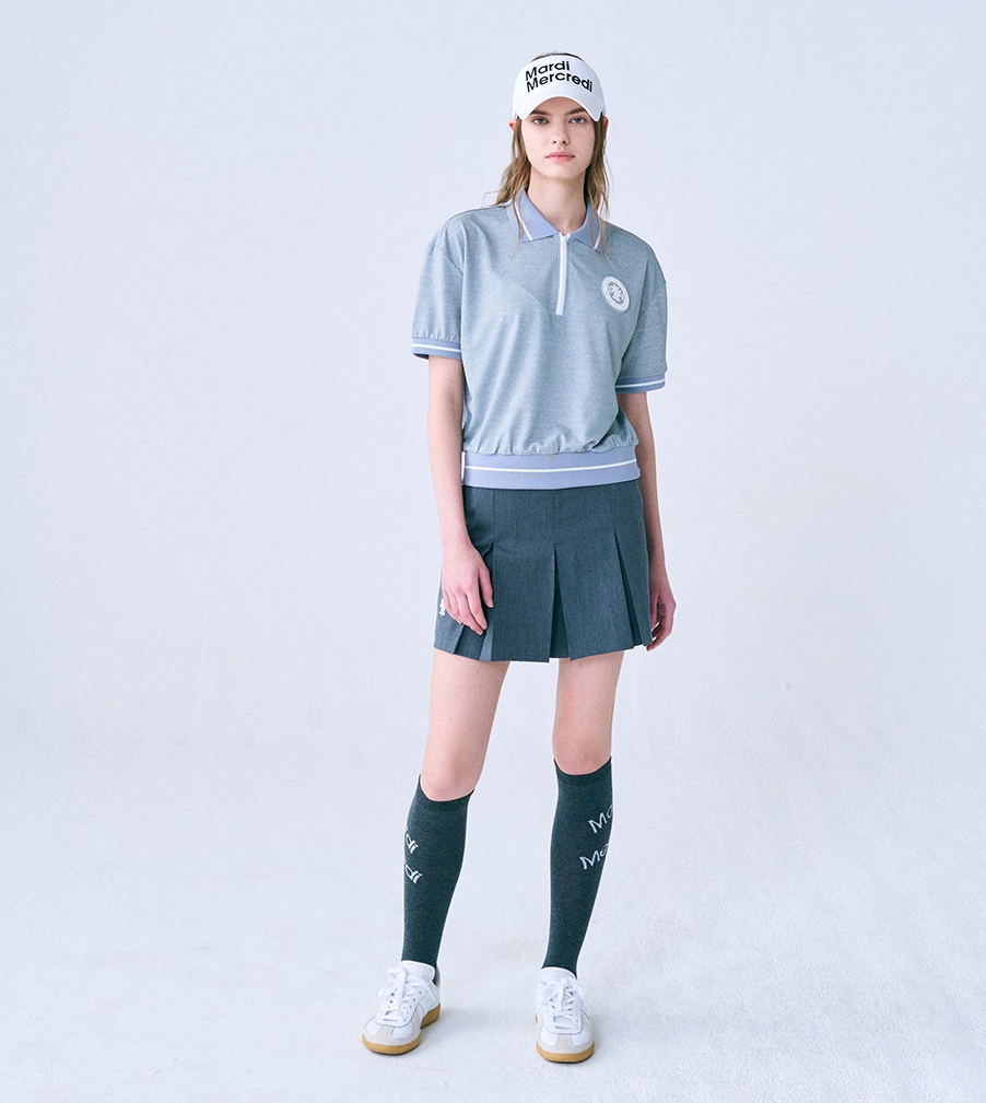 MARDI MERCREDI PIQUET ZIP UP TSHIRT ROUND EMOJI WAPPEN