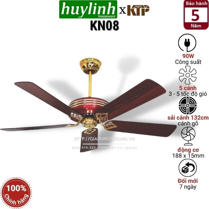 Quạt trần 5 cánh gỗ kim thuận phong ktp kn08