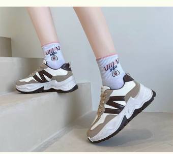 giày nữ thể thao cổ thấp đế 2 tầng độn 4cm phối màu mocha hót