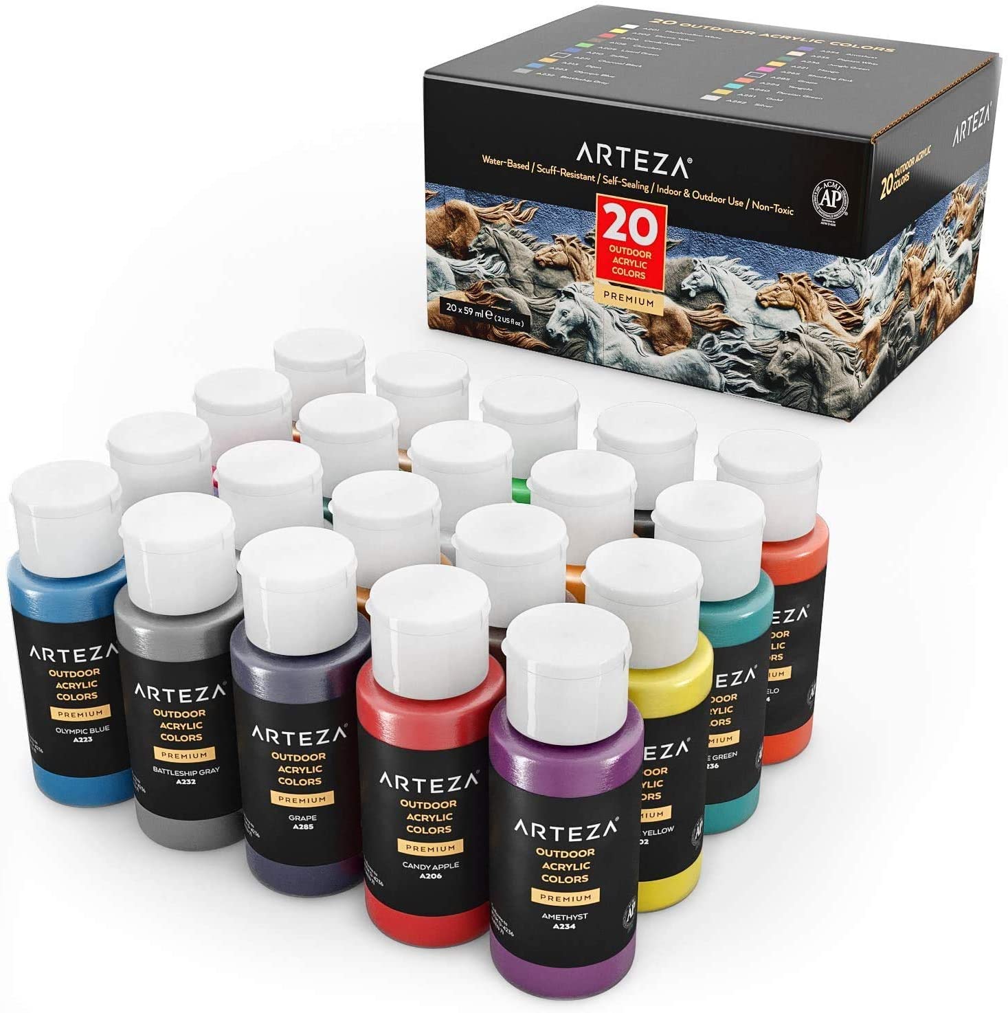 ARTEZA Iridescent Acrylic Paint, Set of 10 Chameleon Colors, 2 oz/60ml  Bottles, High Viscosity Shimmer Water-Based, Blendable Paints, Art Supplies  for
