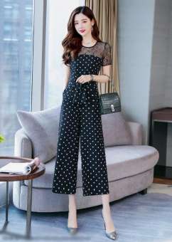 Jumpsuit - Đồ bay lửng ống rộng phối ren thắt nơ eo cực xinh - AV5947
