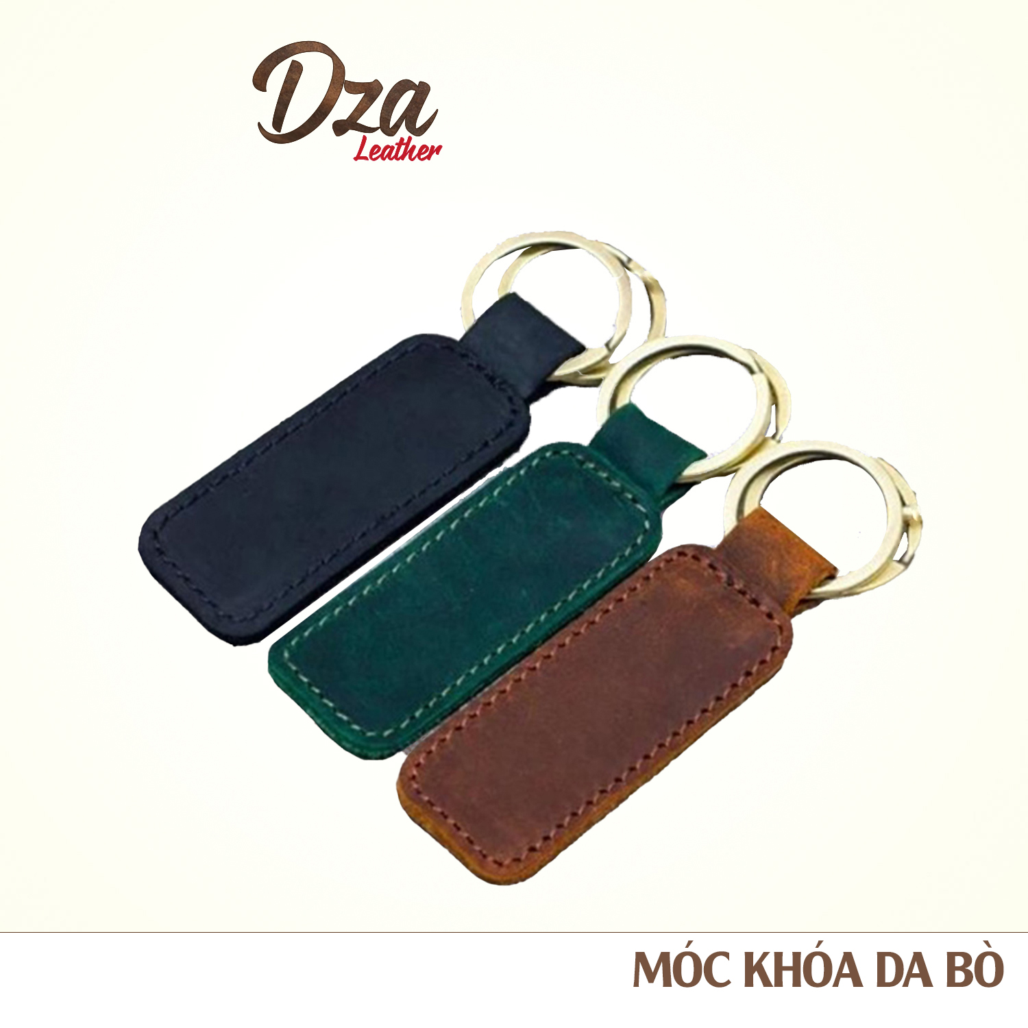 Móc khóa da bò sáp handmade Dza leather nhiều màu sắc, giao màu ngẫu nhiên