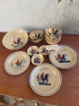 combo bộ chén con gà 5 người ăn bằng sành