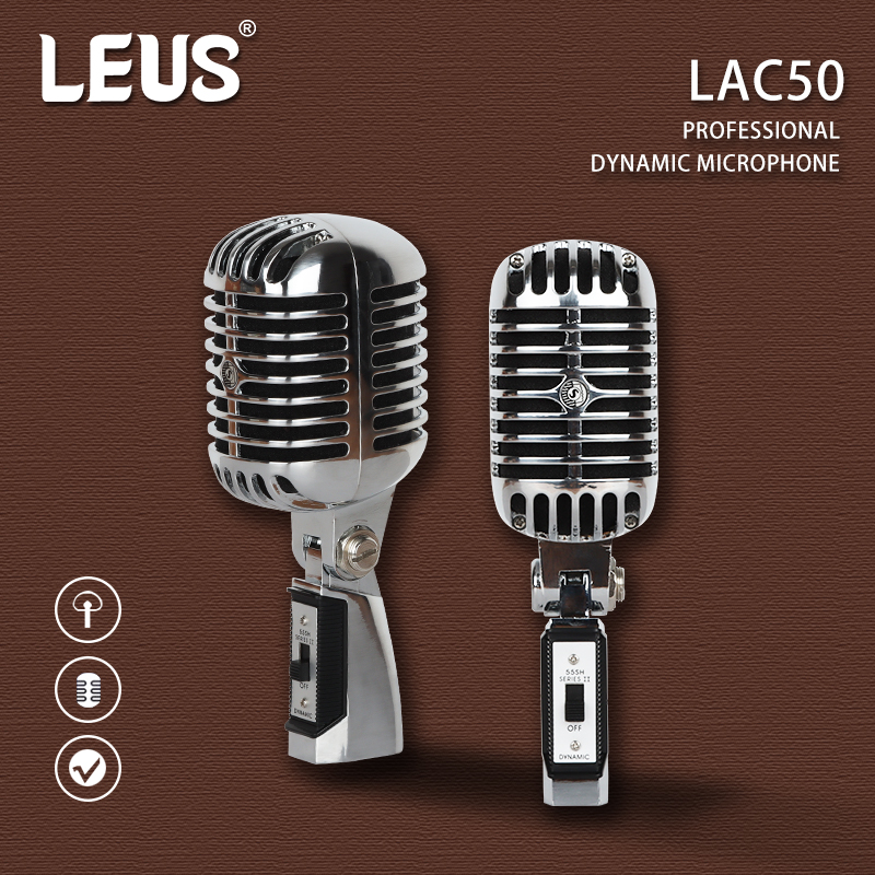LEUS LAC50 Professional Wired Vintage Classic Microphone Dynamic Vocal Mic Microphone For Live Performance Karaoke