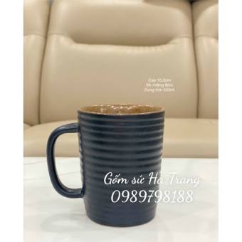 cốc sứ Bát Tràng men đen lòng nâu gốm hạt tiêu dung tích 350ml