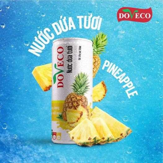 Nước ép dứa tươi Doveco made in Việt Nam thùng 24 lon Nước Có Vị