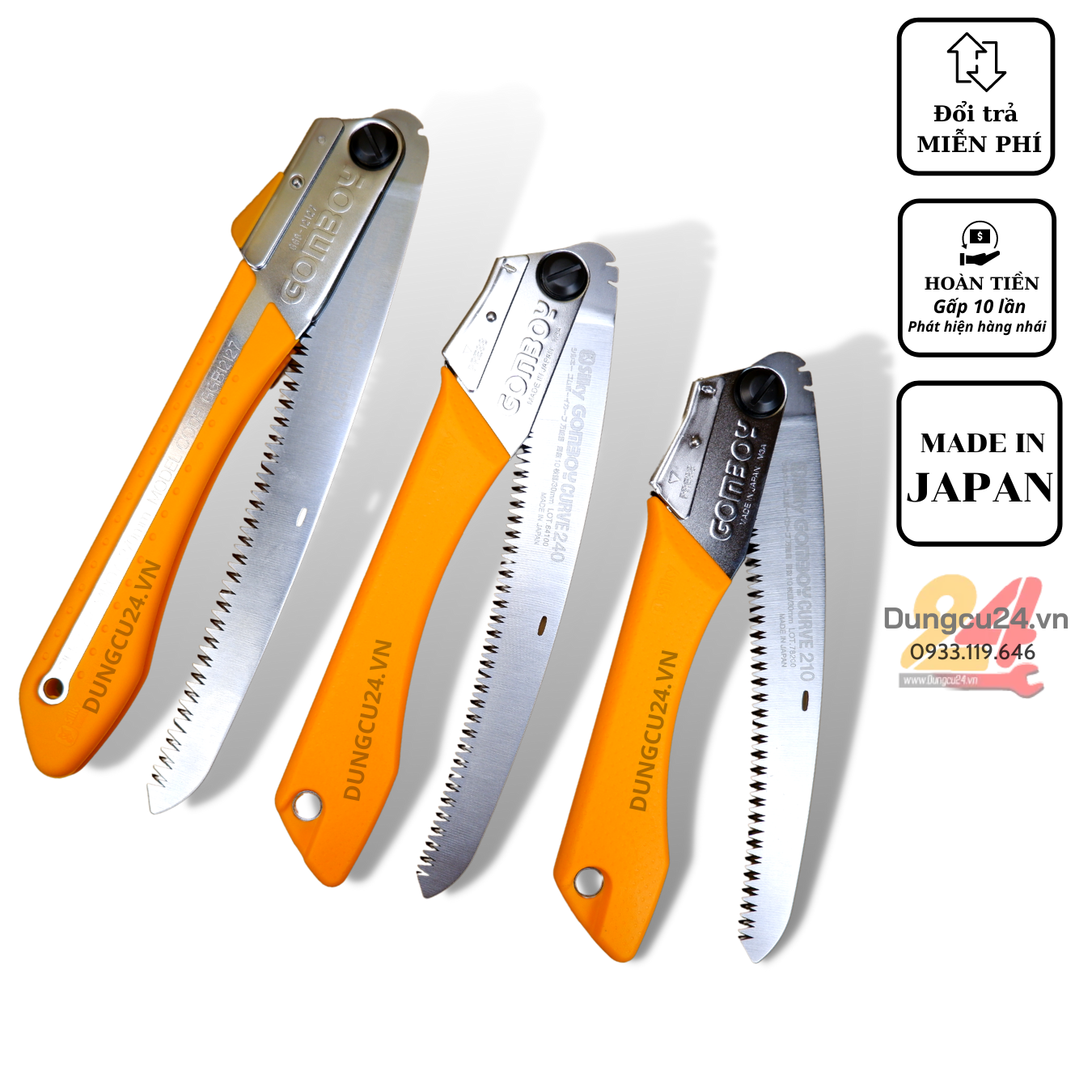 Cưa tay nhật lưỡi cong cưa gấp SILKY GOMBOY 21cm/24cm/27cm [made in japan]