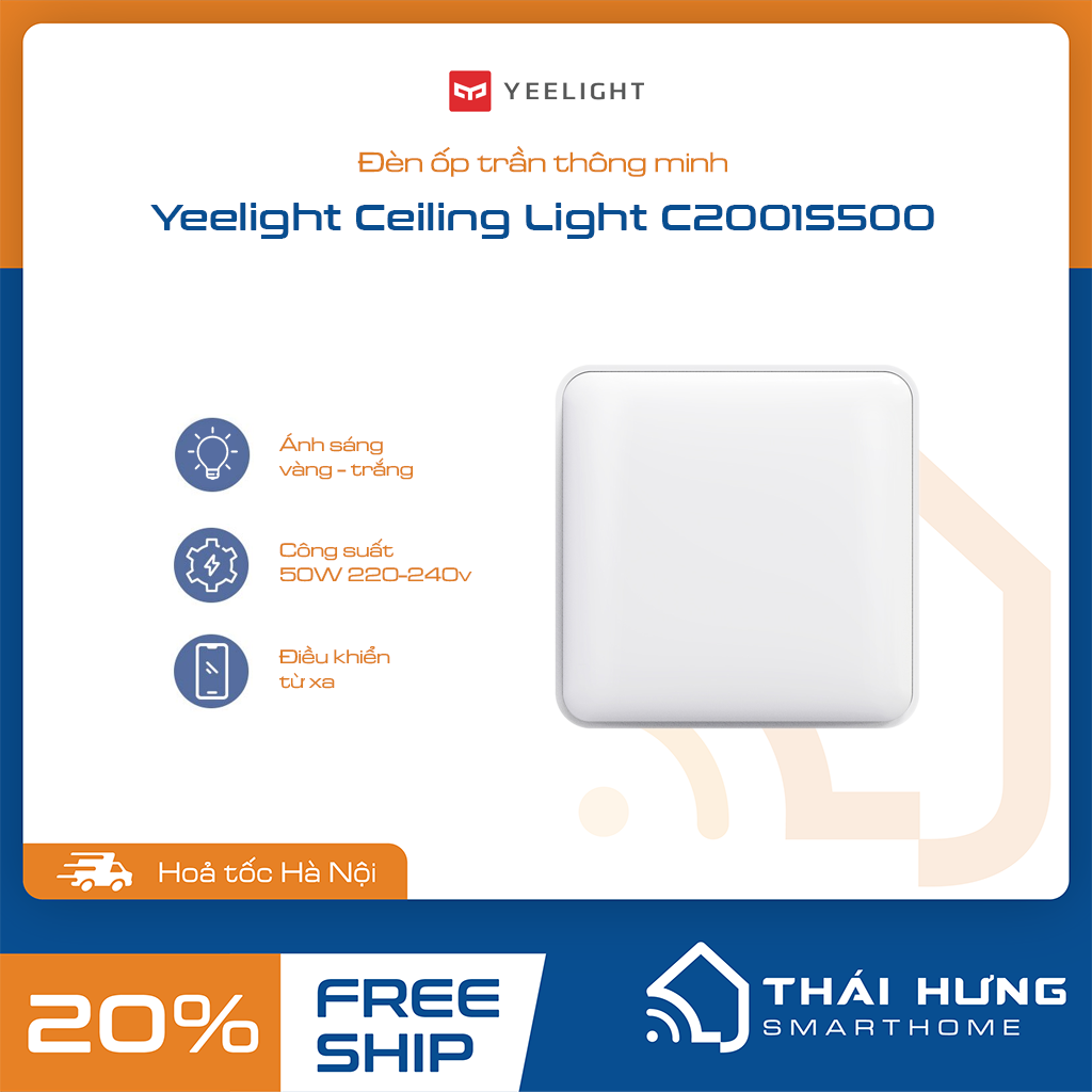 Đèn led ốp trần thông minh yeelight ceiling light c2001s500 50w- vuông