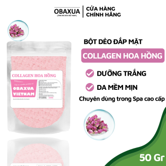 Bột mặt nạ dẻo collagen hoa hồng OBAXUA (mask dẻo) Dưỡng trắng và làm mềm da 50Gr