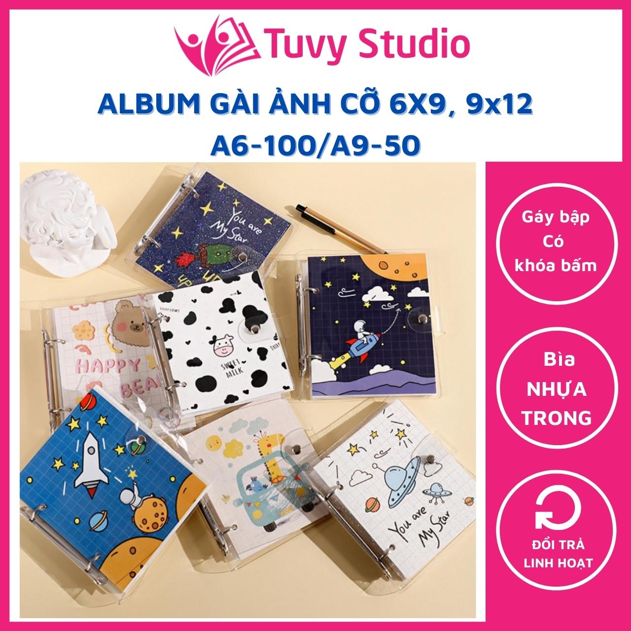 Album đựng ảnh 6x9 để 100 tấm hoặc ảnh 9x12 để 50 tấm bìa nhựa trong suốt kháng nước mẫu bìa siêu cute sẵn hàng tại Tú Vy Studio