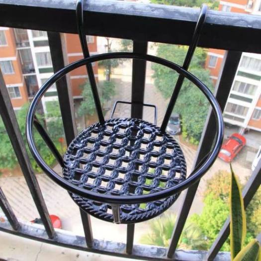 Giỏ treo chậu hoa, cây cảnh ban công bằng sắt màu nâu
