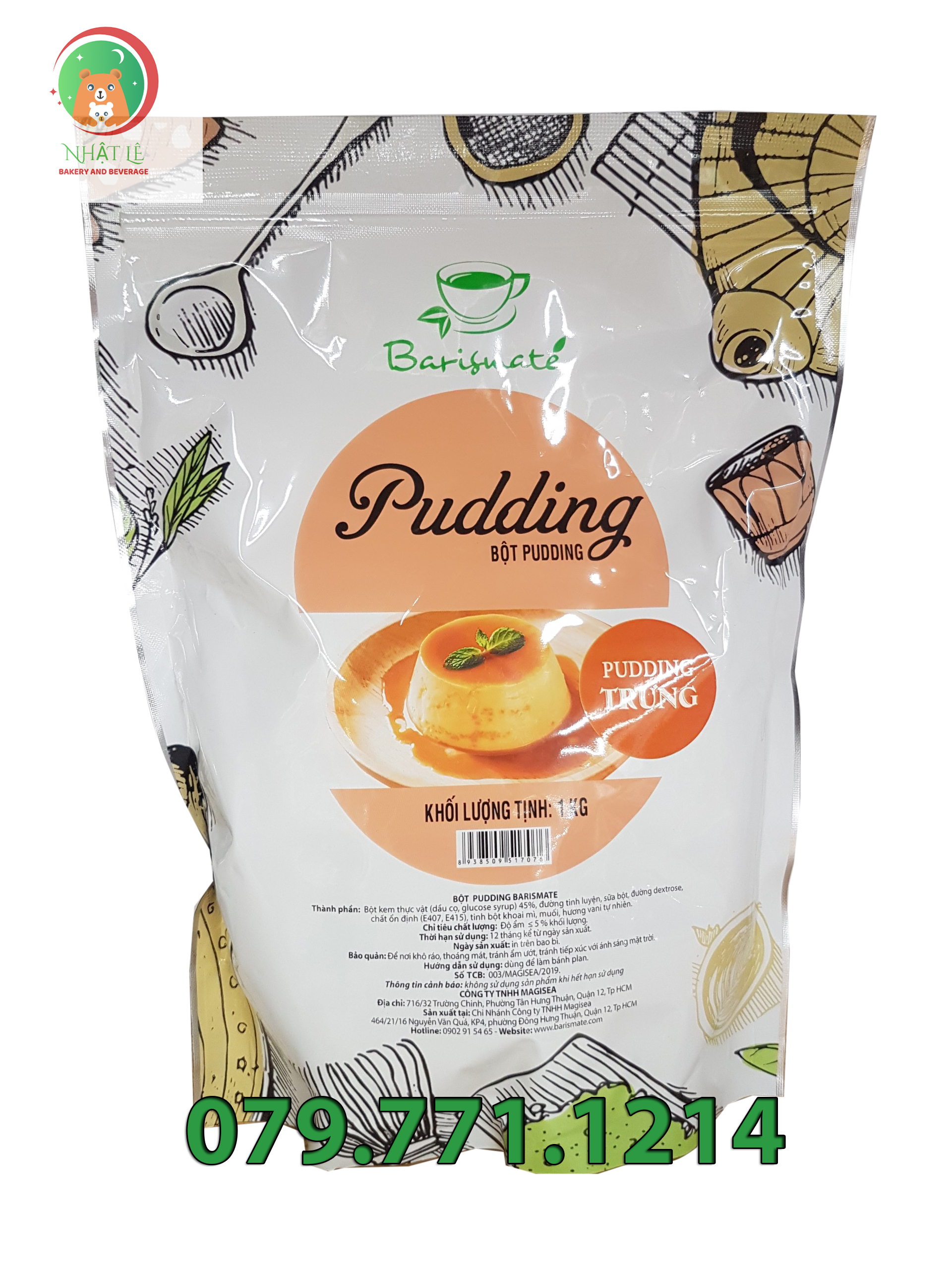 Bột pudding trứng hiệu barismate gói 1kg