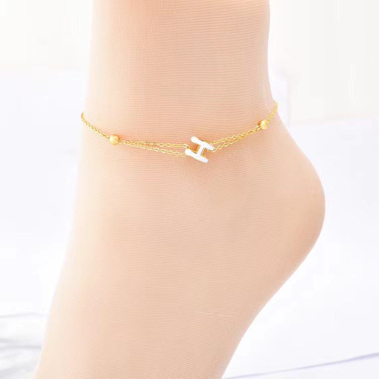 Yuki Vòng Chân Bằng Thép Không Gỉ Cho Nữ, Vòng Tay Mắt Cá Chân Chữ H Xinh Xắn Không Phai Trang Sức Chuỗi Chân Cho Nữ Vòng Tay Mắt Cá Chân Trang Sức Chân Có Thể Điều Chỉnh