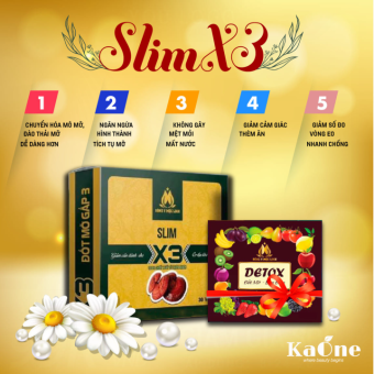 GIẢM CÂN SLIM X3 HỘP 30 VIÊN TẶNG KÈM DETOX BAN ĐEM
