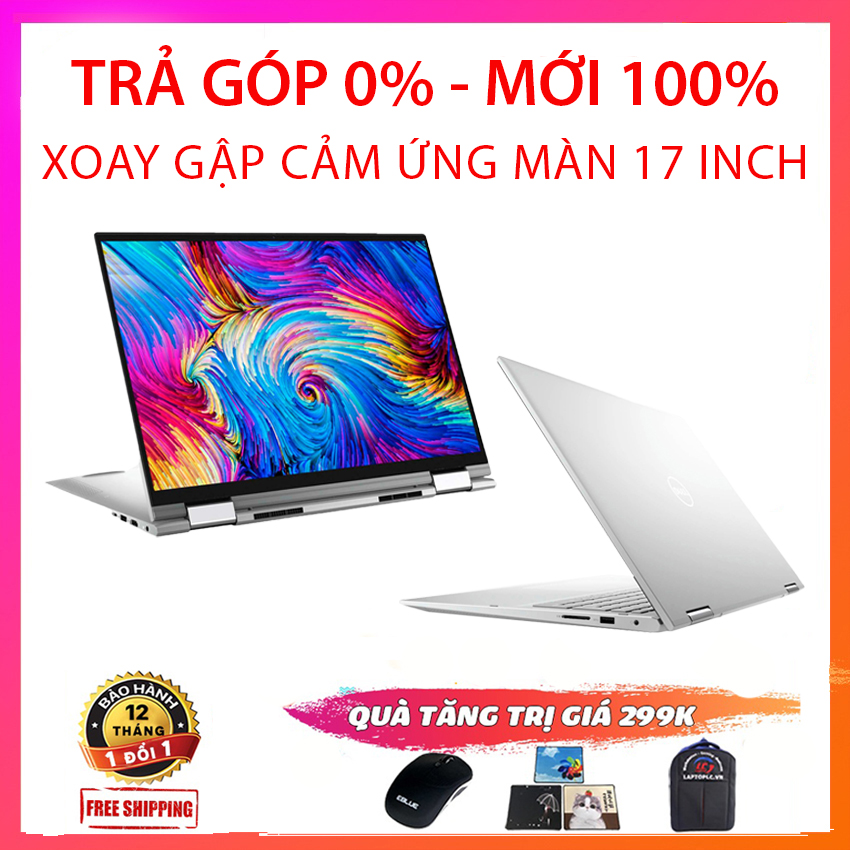 Dell inspiron 7706 2-in-1, xoay gập cảm ứng, i7-1165g7, ram 8g, ssd nvme 256g, vga iris xe g7, màn 17 qhd ips