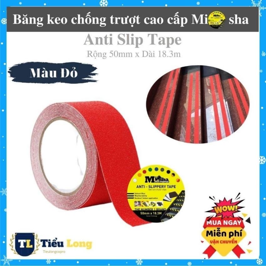 BĂNG KEO CHỐNG TRƯỢT CẦU THANG CAO CẤP - BĂNG KEO CHỐNG TRƯỢT MISHA MÀU ĐỎ
