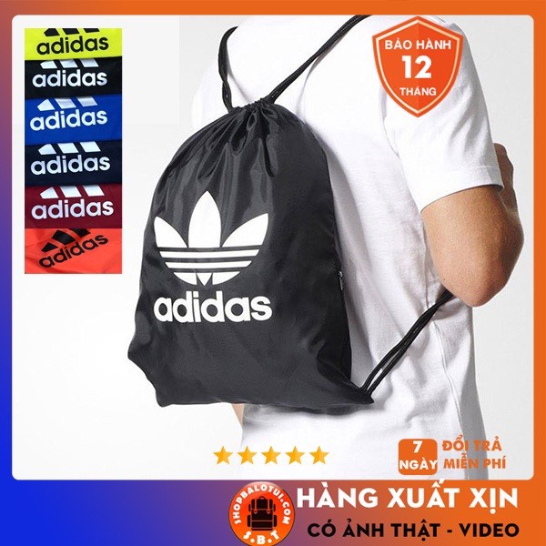 Balo dây rút [ XẢ KHO HÀNG XỊN ] Balo dây rút adidas - XUẤT DƯ Chất liệu vải CHỐNG NƯƠC, phù hợp đi tập thể thao, đi chơi ( Balo vải rút, balo dây rút, balo rút vỉa, balo đi bơi, balo boi, balo chống nước, balo nam, balo nữ )