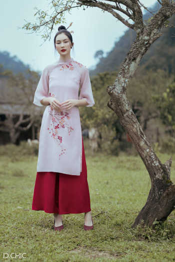 Set Áo dài Đào Chi hồng D.CHIC MS: 1831854