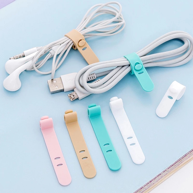 4 pcs Cuộn dây quấn dây cáp/ tai nghe bằng silicon tiện dụng
