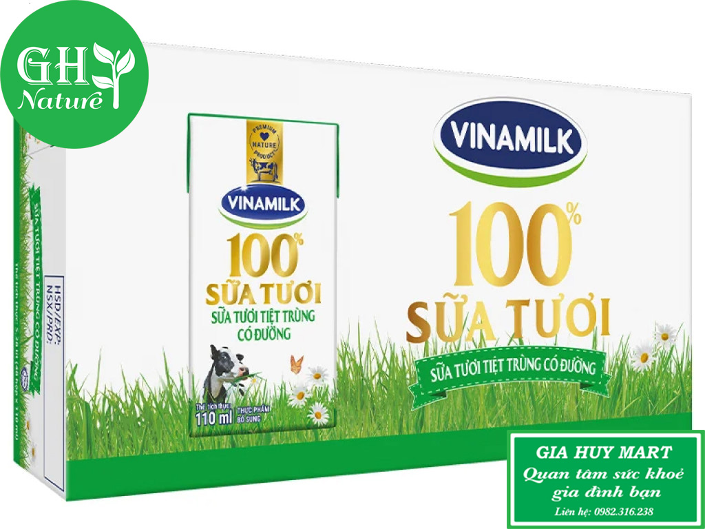 Sữa tươi có đường Vinamilk 100% 110ml thùng 48 hộp