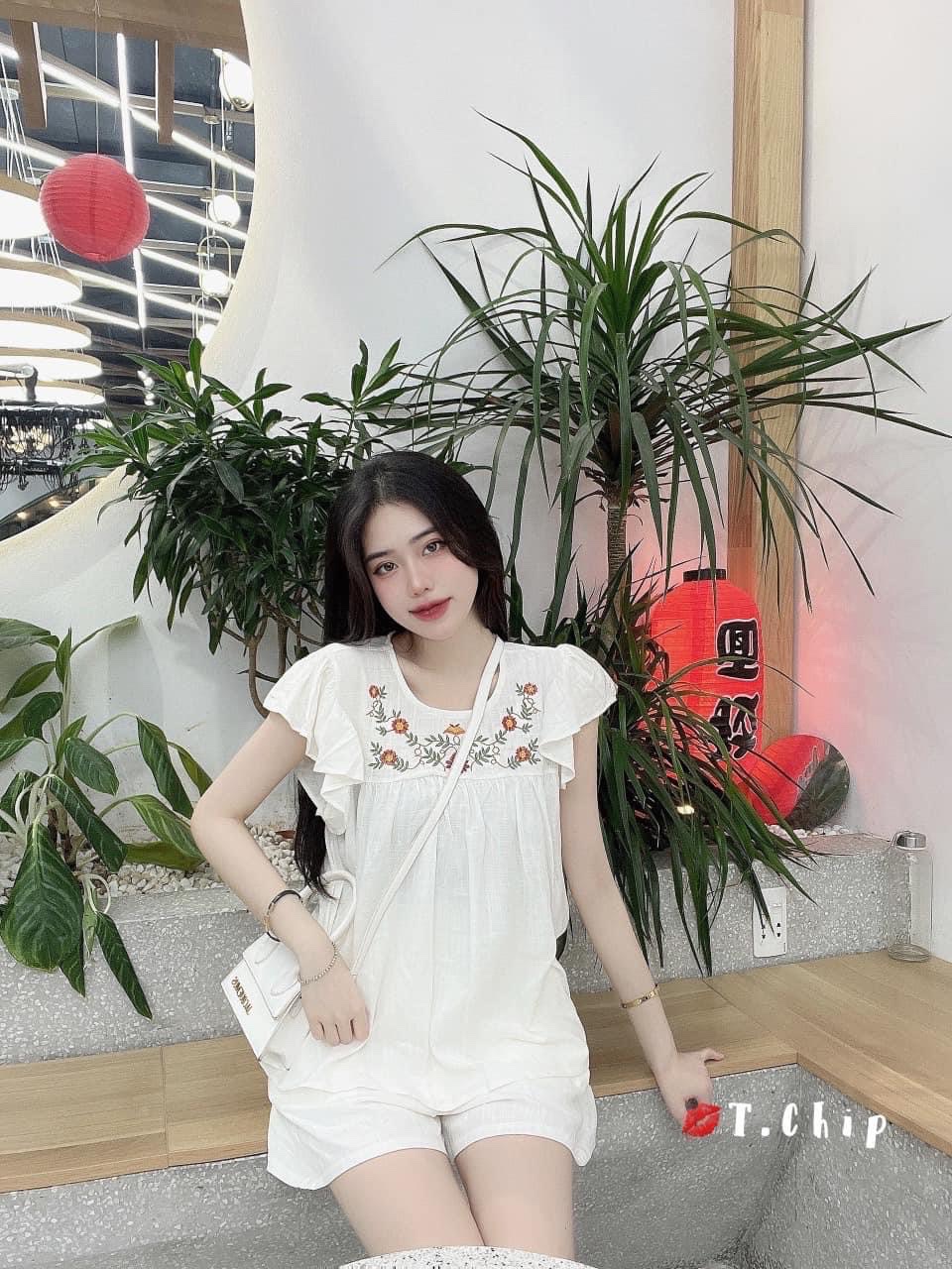Set bộ cánh tiên thêu hoa quần đùi lưng thun freesize dưới 55kg