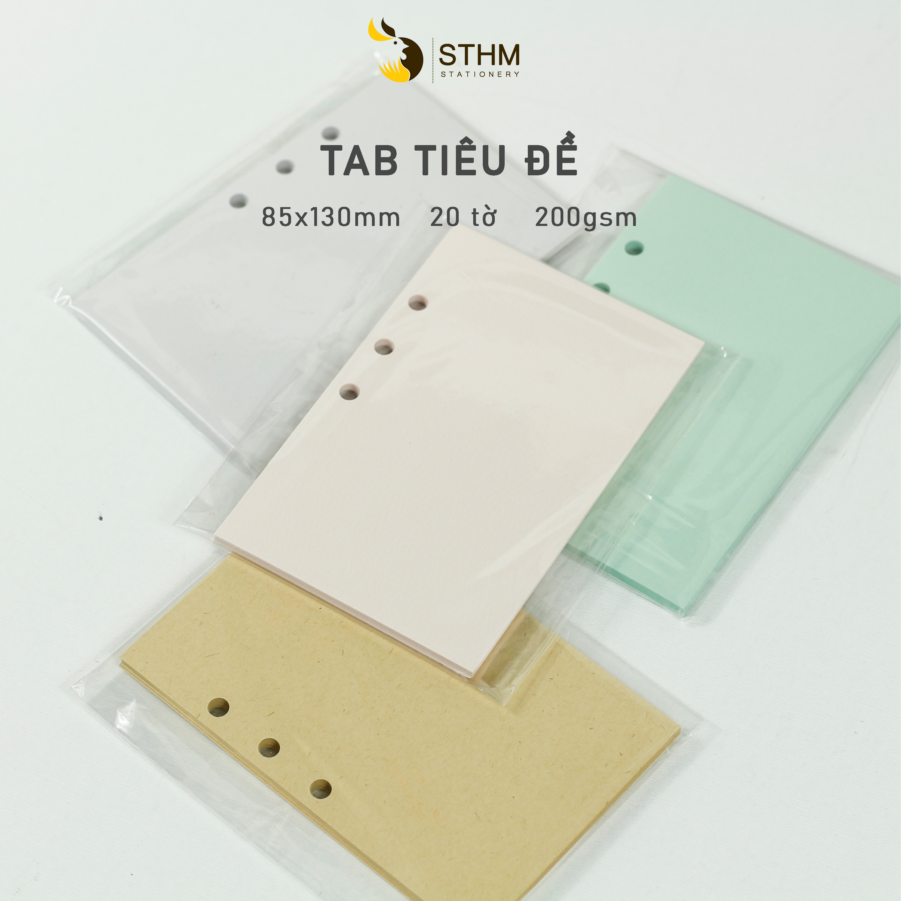 Tab mỹ thuật màu ghi tiêu đề, phân mục - Refill cho sổ còng A5 6 lỗ - STHM stationery