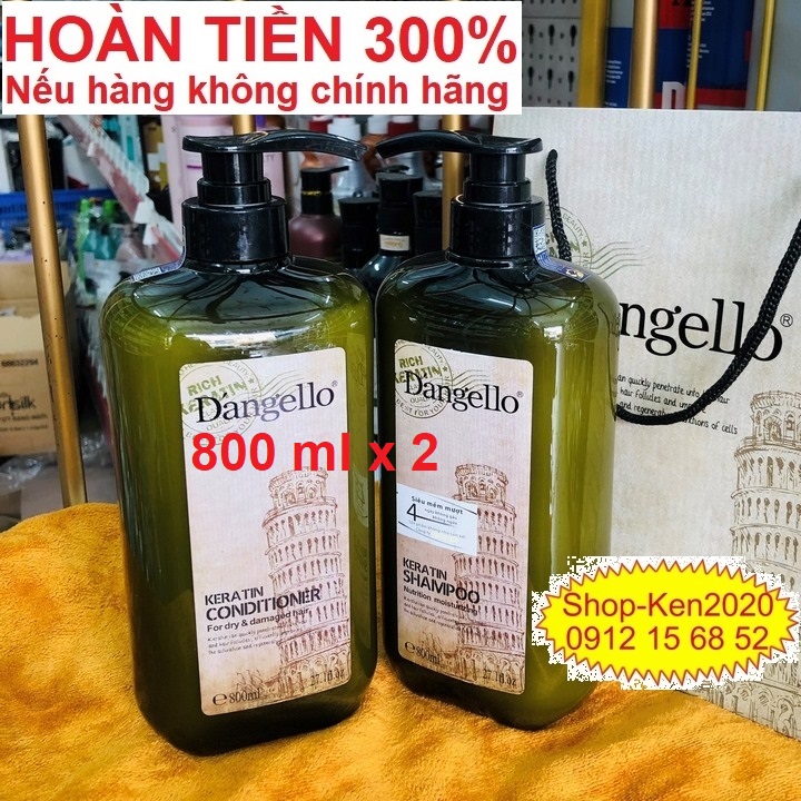 Cặp dầu gội xả Dangello Keratin 800ml x2 siêu mượt tóc