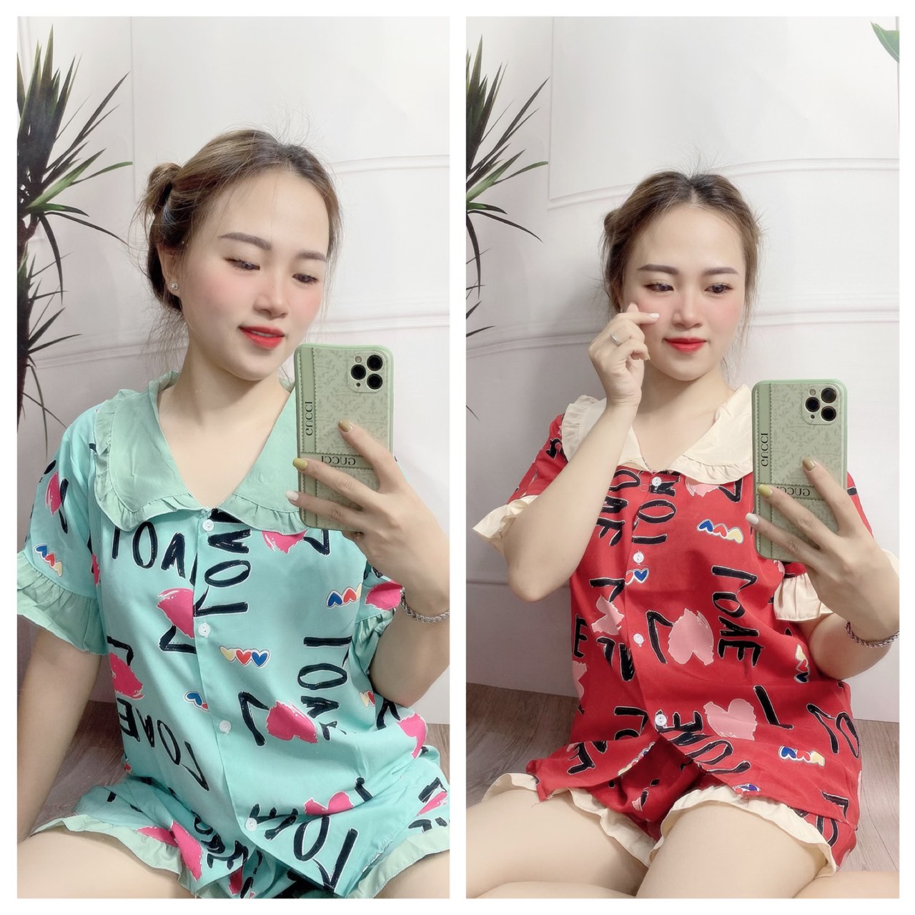 SET BỘ PIJAMA ĐÙI HỌA TIẾT THỜI TRANG DỄ THƯƠNG (ẢNH THẬT) CÓ SIZE 40-75KG - PJ02