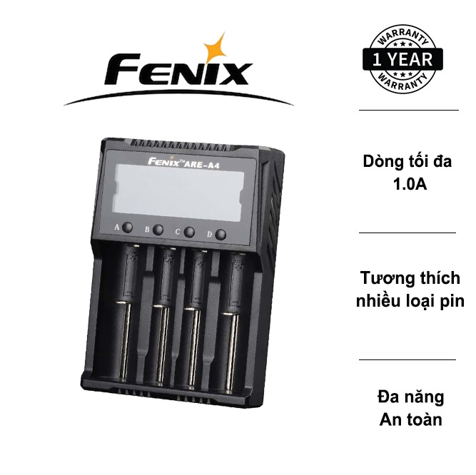 Sạc pin 4 kênh cao cấp đa năng fenix are-a4