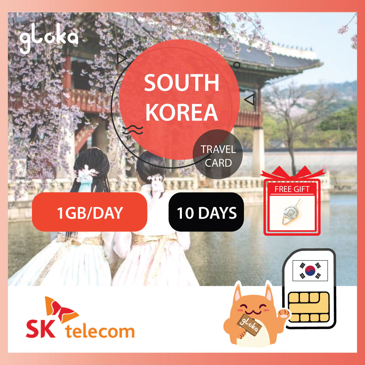 Sim data 4g du lịch hàn quốc skt không giới hạn dung lượng 10 ngày