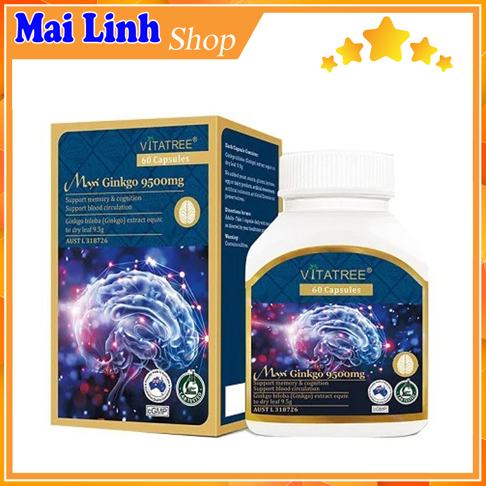 [HCM]Viên Uống Tăng Tuần Hoàn Máu Não Vitatree Maxi Ginkgo 9500MG – 60 viên