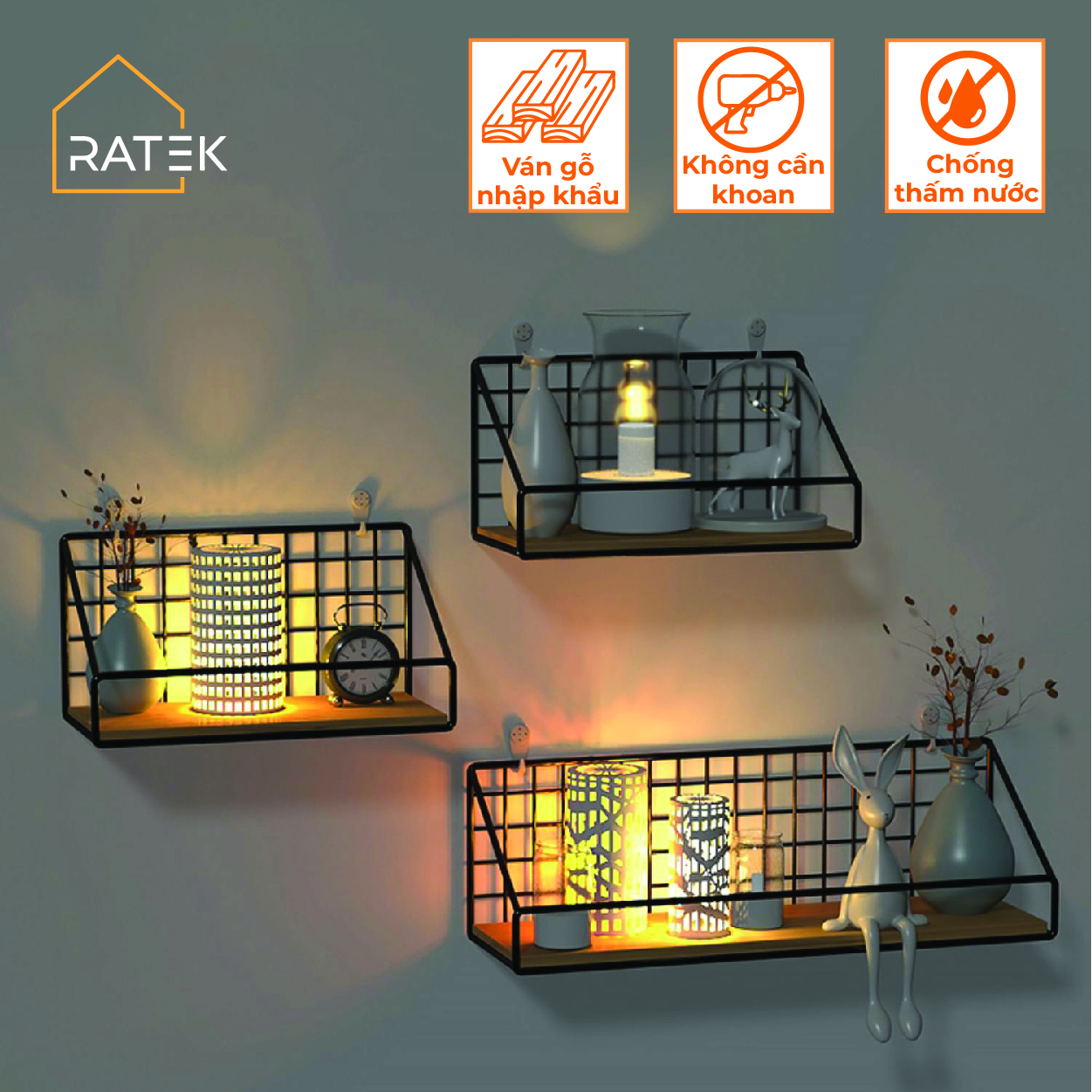 Kệ Sắt Đáy Gỗ ,Trang Trí Nhà Cửa ,Decor Phòng, Giá Để Đồ Treo Tường Đa Năng