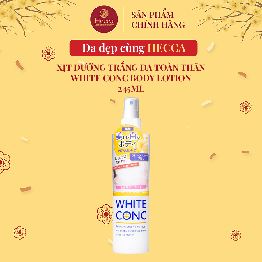 Xịt dưỡng trắng da toàn thân White Conc Body Lotion 245ml - Hecca