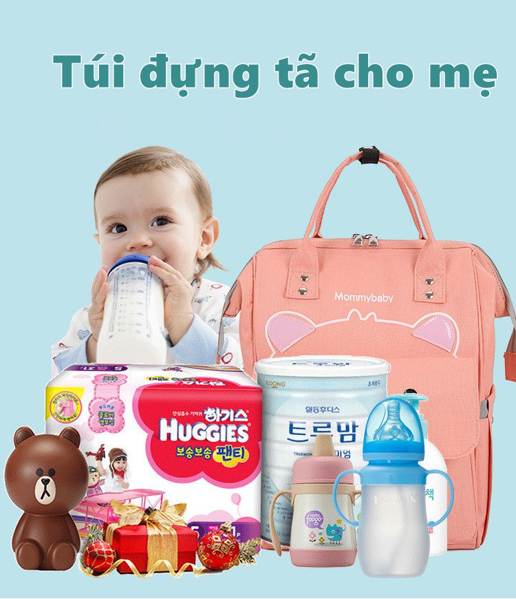 [HCMbalo mẹ bỉm sữa đa năng SỮA đa năng cho mẹ và em bé sơ sinh mẫu Gấu Yêu | Ba lô bỉm sữa,túi du lịch,Túi đựng tã đa năng cho mẹ và ba lô cho bé,túi đựng đồ cho bé