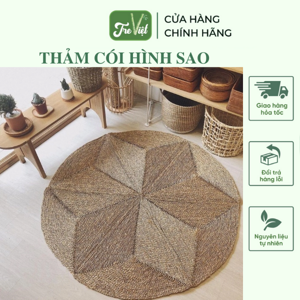 Thảm cói hình sao decor chụp ảnh - thảm cói trải sàn trang trí nhà cửa nhiều kích thước - tre việt