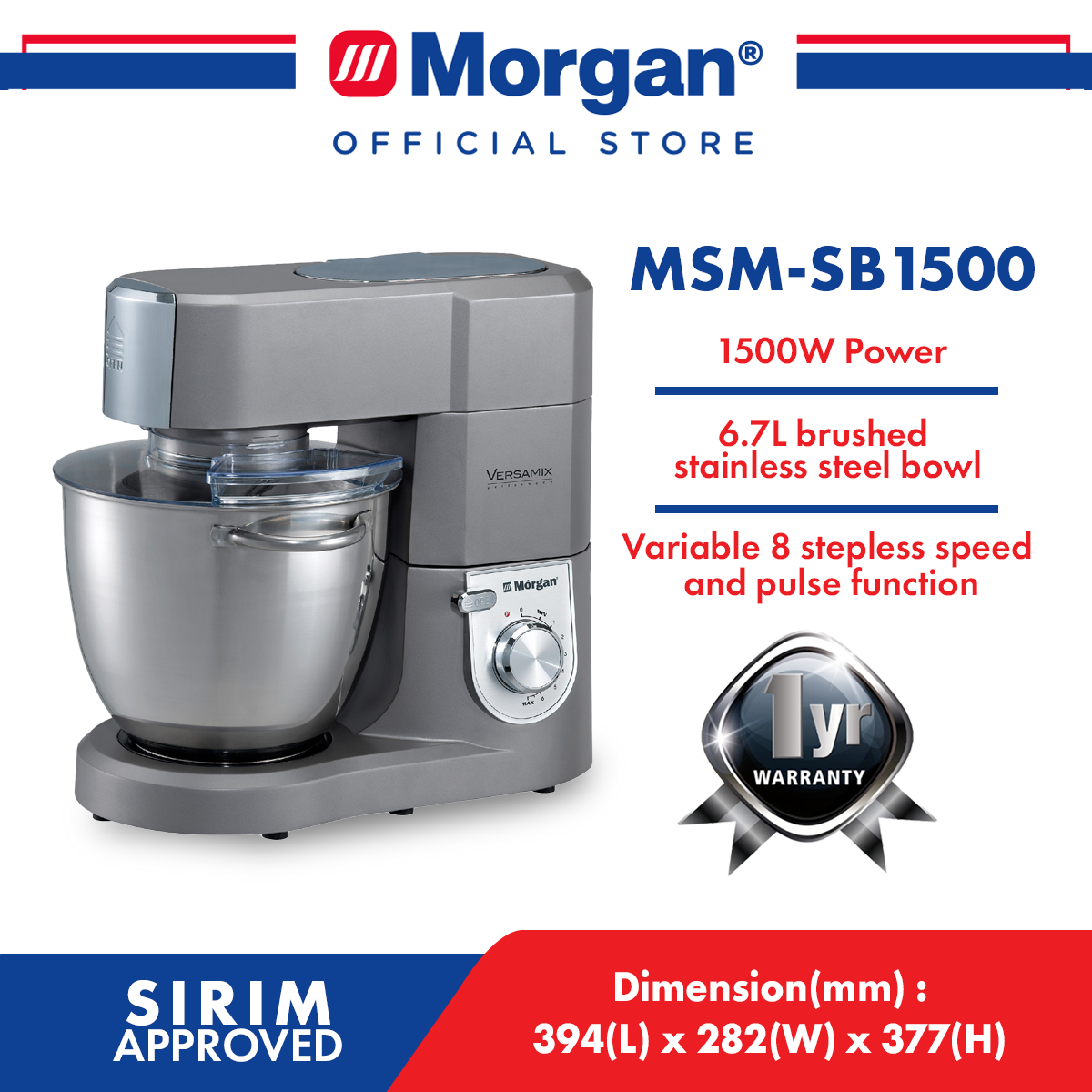 MORGAN MSM-SB1500 STAND MIXER 1500W