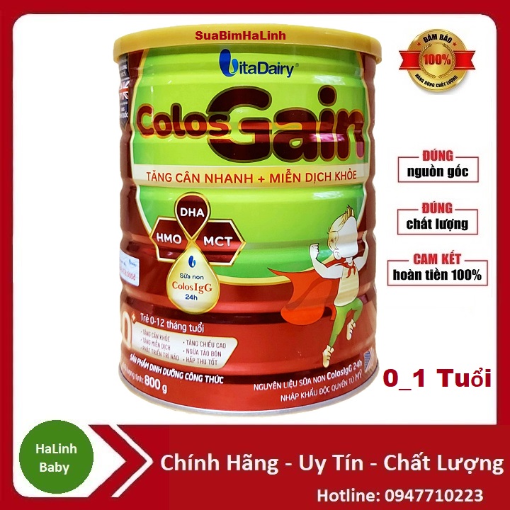 (Quét mã tích xu)  Sữa Colosgain Colos Gain 0+ 800g CHO TRẺ 0_12 THÁNG.