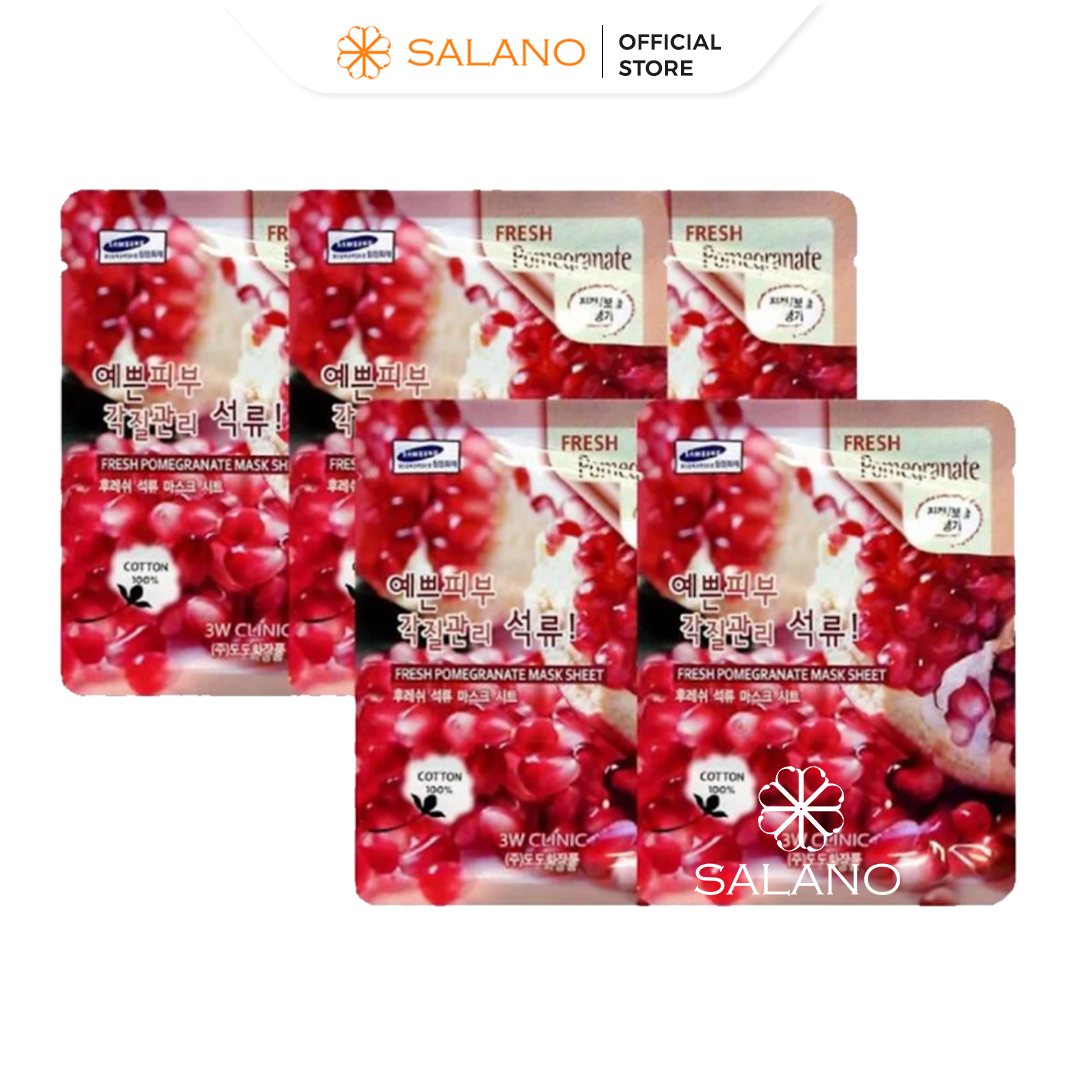 [COMBO 10 MIẾNG] Mặt nạ lựu đỏ 3W CLINIC trắng da dưỡng ẩm da giảm mụn mờ thâm MNSLN12