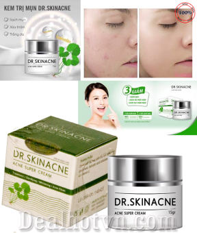 COMBO 4HỘP Kem sạch mụn DR.Skinacne- giúp dưỡng trắng da xóa thâm liền sẹo 15g , Kem giảm mun Dr Skinacne