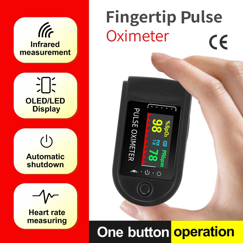 Máy đo nhịp tim và nồng độ oxy trong máu SPO2 Pulse Oximeter, đo trên ngón tay ( kèm pin AAA) có bán bộ kit test nhanh